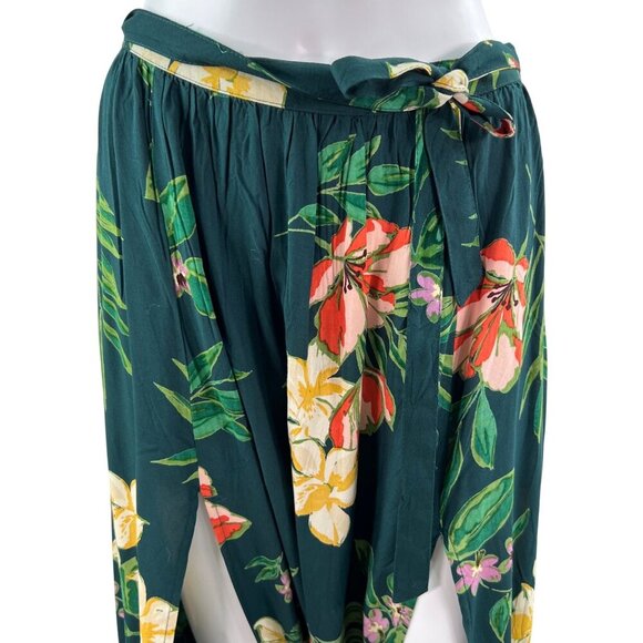 Anthropologie Patrons Of Peace Floral S Flowy Maxi Skirt Green Resort Bloomcore - Picture 4 of 16